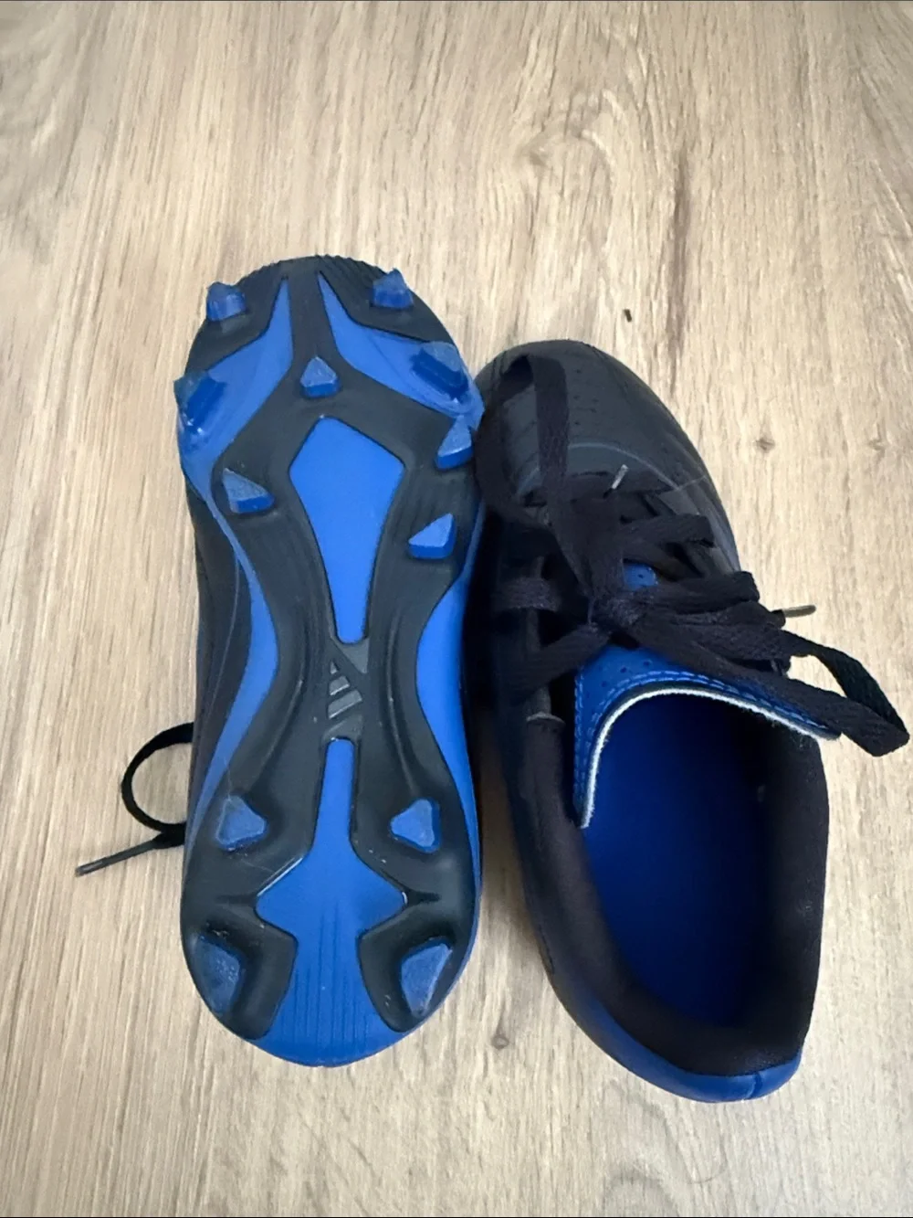 adidas Kids Black and Blue Lace-Up Soccer Cleats
